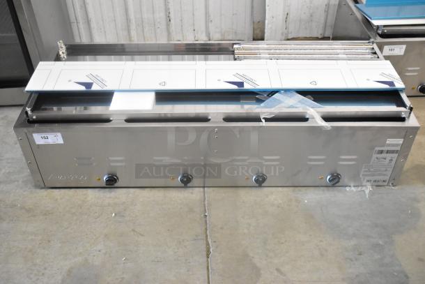 Brand new Avantco 177STE4SA stainless steel steam table, four-pan capacity, open well, undershelf, 120V, with tags.
