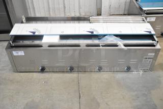 Brand new Avantco 177STE4SA stainless steel steam table, four-pan capacity, open well, undershelf, 120V, with tags.