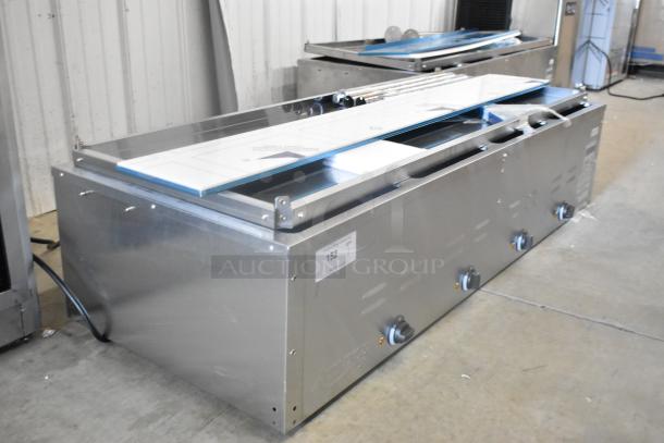 Brand new 2024 Avantco 177STE4SA stainless steel electric steam table, four pan capacity, with undershelf, 120V, 1 phase.