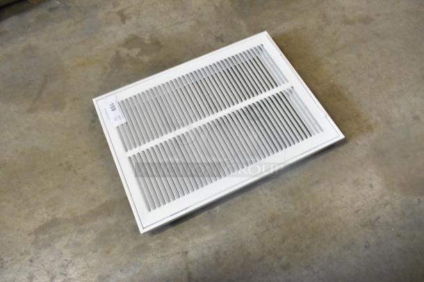 Brand new white vent cover; scratch and dent model. Labeled number 153. Auction includes 6 covers.