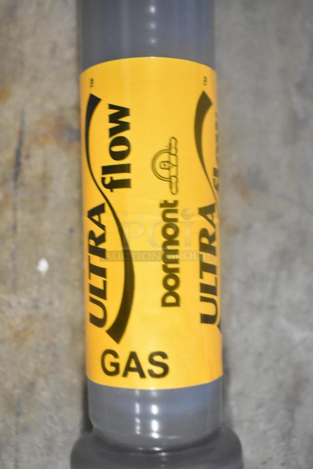 5 Dormont Ultra Flow gas hoses, new with scratch and dent. Yellow label, brand and model clearly visible.