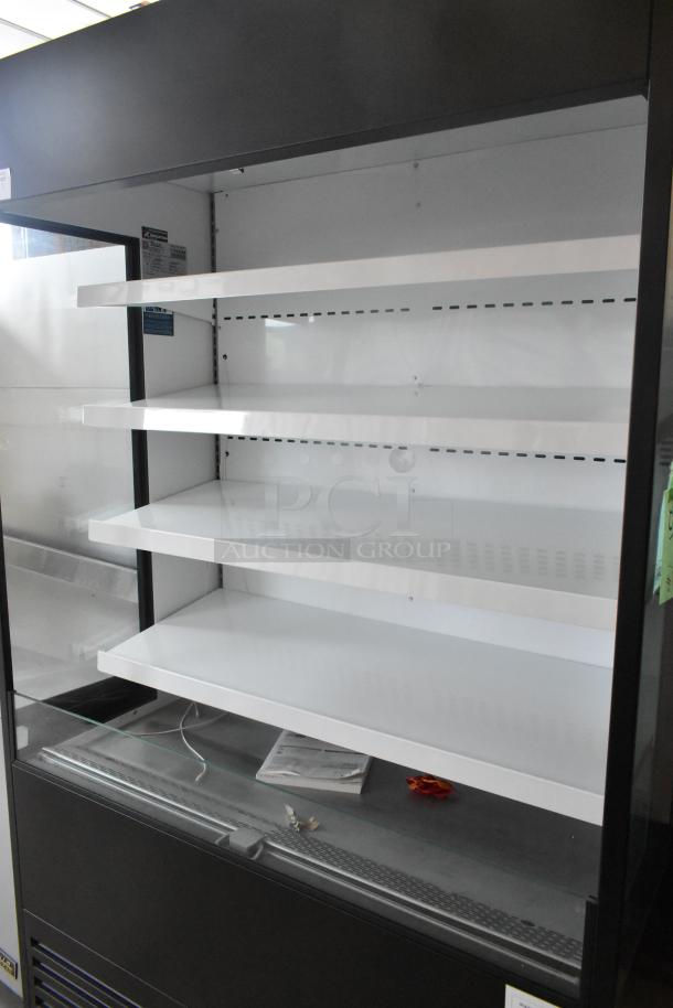 Brand new True TOAM-48GS-HC 48" refrigerated air curtain merchandiser, glass sides, scratch and dent, 208-230V, 1 phase.