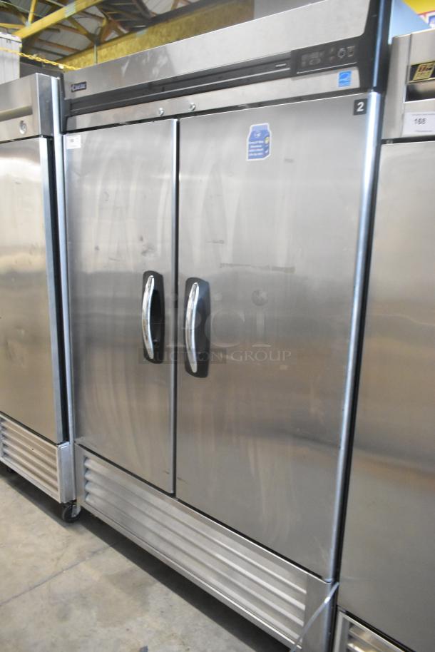 Kool Star KSR49-S stainless steel commercial 2-door reach-in cooler on casters, 115 volts, 1 phase, excellent condition.