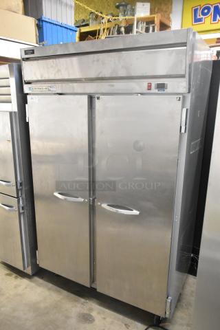 Beverage Air HF2-1S 2 Door Stainless Steel Commercial Freezer, on casters, 115V, commercial use, visible brand label.