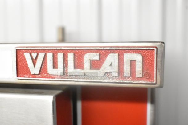 Vulcan VPX5 Stainless Steel Steam Cabinet, electric, single deck, on stand. 208V, 3-phase. Manufacturer logo visible.