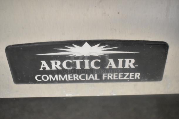 Arctic Air F22CWF3 single door commercial freezer on casters, 115V, model label visible, suitable for professional kitchens.