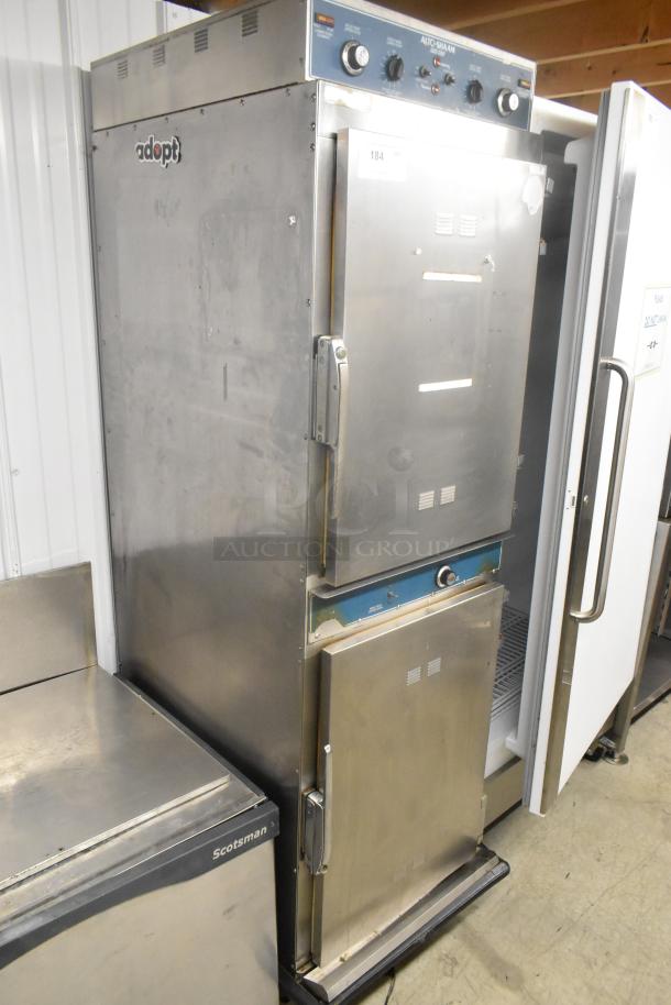 Alto Shaam 1000-TH-I stainless steel commercial cook and hold oven on casters, 208-240 volts, visible control panel.