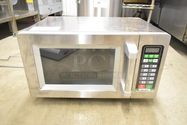 Winco EMW-1000ST stainless steel commercial microwave oven, 120V, with digital keypad, excellent condition.