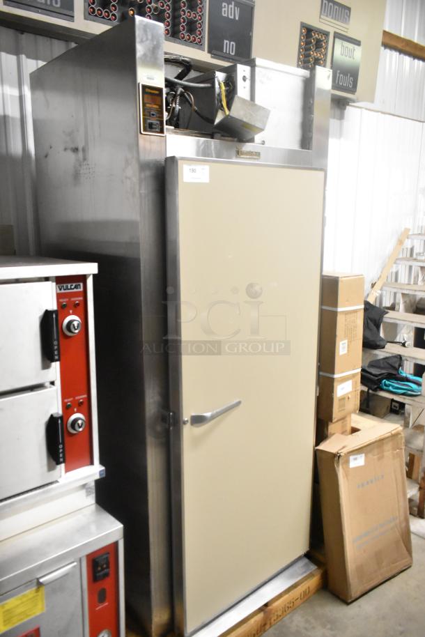 Traulsen RRI 1-32LPUT stainless steel single door reach-in cooler, 115 volts, 1 phase, beige door, commercial use.
