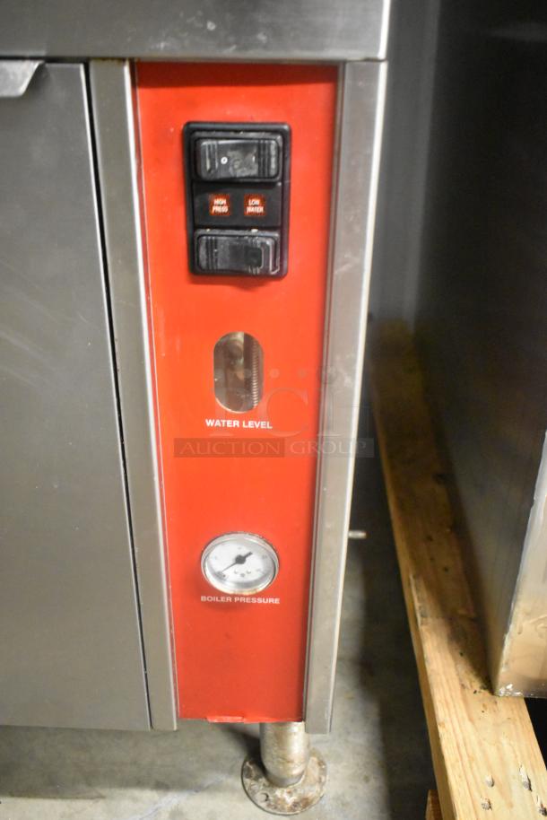 Vulcan VHX24G-AAP 2 Deck Steam Cabinet, stainless steel, natural gas, 270,000 BTU, water level and boiler pressure indicators.