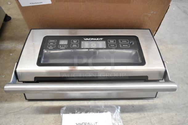 Brand new 2024 VacPak-It 186VSM12PRO vacuum sealer, 12" seal bar, cutter, roll holder, 120V, 1 phase, stainless steel.