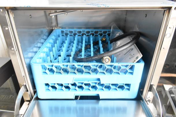 BRAND NEW 2025 Noble WAREFORCE UH30-E stainless steel undercounter dishwasher, energy-efficient, includes blue rack.