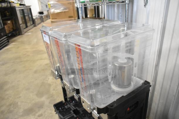 Brand new Carnival King JETCOF 360M triple 5-gallon bowl beverage dispenser, 120V, 1 phase, minor cosmetic scratches.