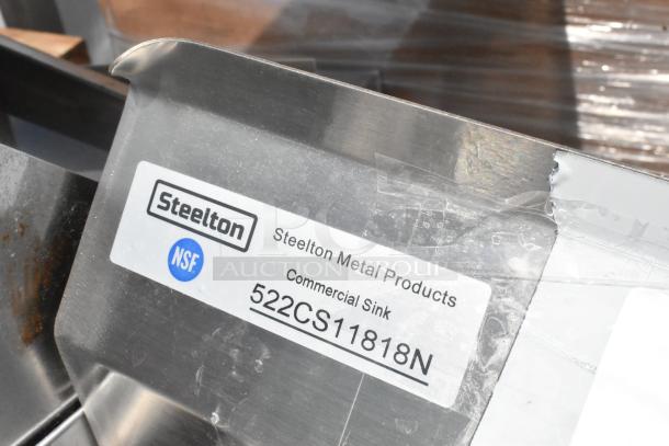 Steelton 522CS11818N stainless steel single bay sink, scratch and dent condition, labeled for commercial use.
