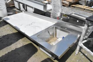 Brand new Regency 600ST3096R 30"x96" stainless steel work tabletop with right sink. Scratch and dent. No legs included.