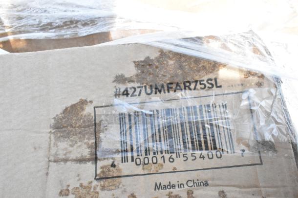 Barcode and product code #427UMFAR75SL on cardboard packaging with Made in China label.