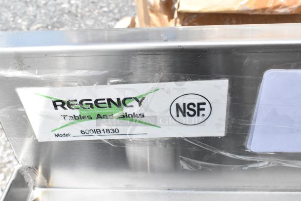 Brand new Regency 600IB1830 underbar ice bin, 18" x 30", 98 lb capacity, stainless steel, scratch and dent condition.