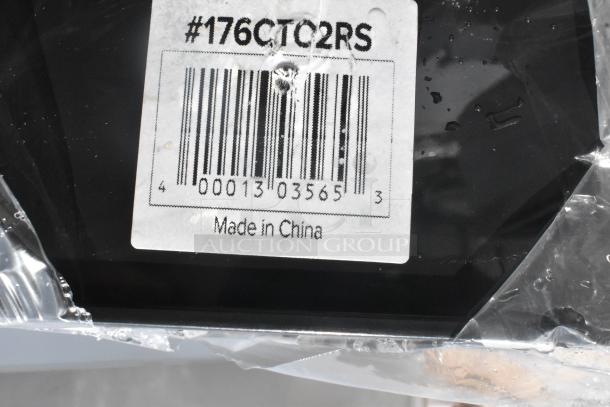 Label with barcode showing item #176CTC2RS, Made in China, on new scratch and dent trays, organizer, platters, and schooner.