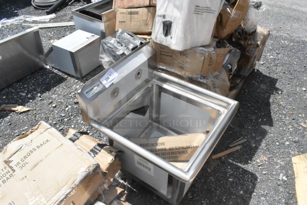 Brand new Regency 600S11818 stainless steel commercial sink, scratch and dent, 23" with 18"x18"x14" bowl, galvanized legs.