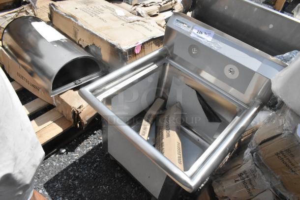 BRAND NEW Regency 600S11818 commercial sink, 23" stainless steel, 16-gauge, single compartment, galvanized legs, no drainboard.