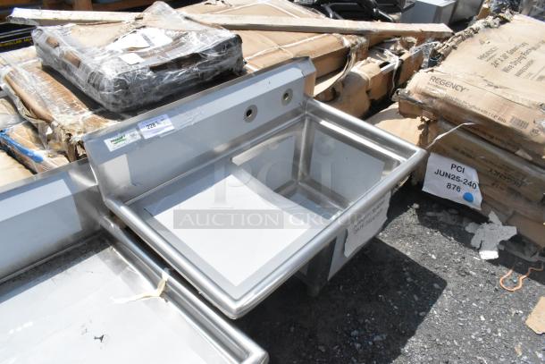 BRAND NEW SCRATCH AND DENT! Regency 600S1181818L stainless steel sink, single bay, left drain board, no legs.
