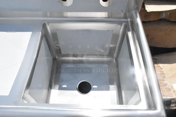 Brand new Regency 600S1181818L single bay stainless steel sink, scratch and dent, with left side drain board, no legs.
