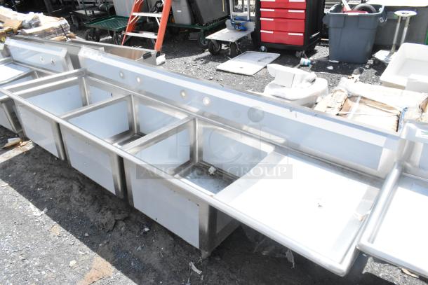 BRAND NEW Regency 600S3242424R stainless steel 3 bay sink with right side drain board, scratch and dent, no legs.