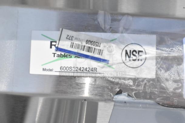 BRAND NEW SCRATCH AND DENT! Regency 600S3242424R stainless steel 3 bay sink with right side drain board, NSF label visible.