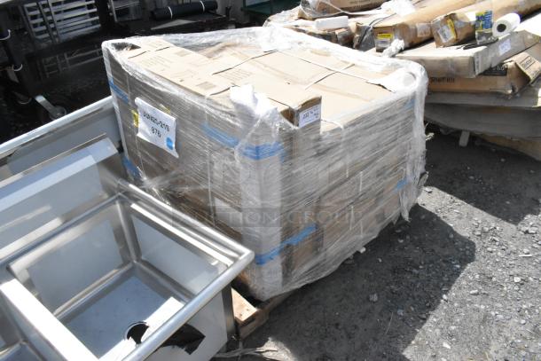Pallet of 8 boxed Flash Furniture CH-51090BH-2-30CAFE-SIL-GG bar tables and stools. Brand new, scratch and dent condition.