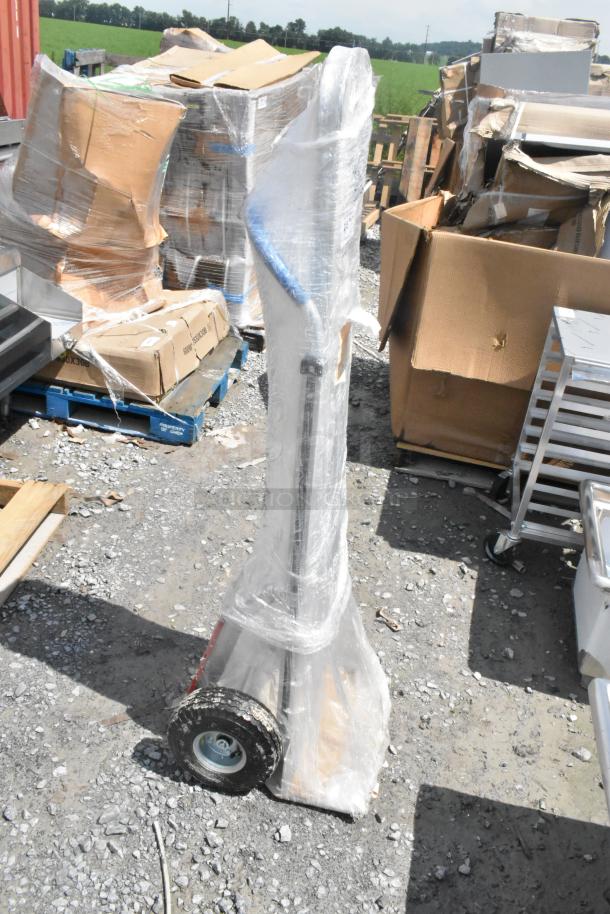 BRAND NEW Lavex 257SBHTS aluminum hand truck, 550 lb. capacity, 10" pneumatic wheels, stair climbers, wrapped in plastic.