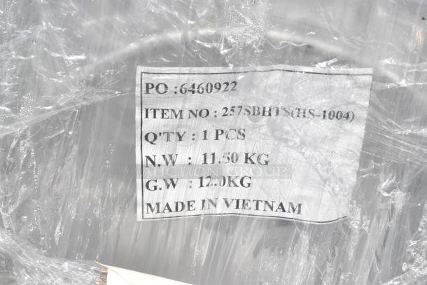 Brand new Lavex 257SBHTS 550 lb. aluminum hand truck with 10" wheels, stair climbers. Scratch and dent, in packaging.