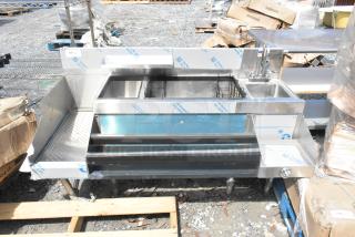 BRAND NEW SCRATCH AND DENT! Eagle Group CCS-60-2 stainless steel cocktail station, 60" with 12" recessed workboard, tagged.