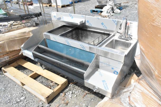 BRAND NEW Eagle Group CCS-60-2, 60" stainless steel cocktail station, recessed workboard, minor scratches, protective film.