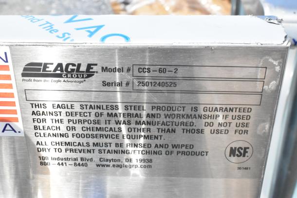 BRAND NEW SCRATCH AND DENT! Eagle Group CCS-60-2 Spec-Bar® 60" stainless steel cocktail station label with model and serial number.