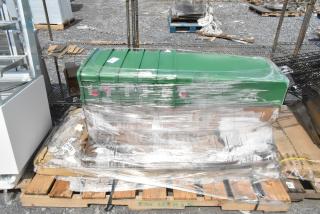 10 new Lavex green wastecans, model 475WH23GNREC, 23 gallons, dimensions 20" x 11" x 29.5", wrapped on pallet.