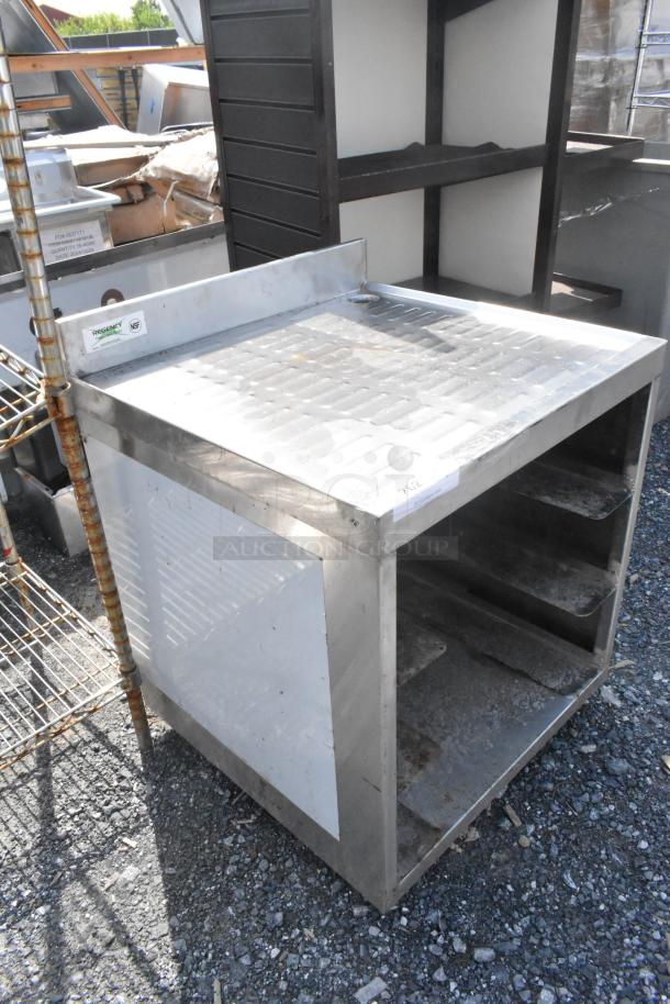 Regency 600GRSU2324C stainless steel commercial drain board with under shelf, visible wear, NSF label shown.