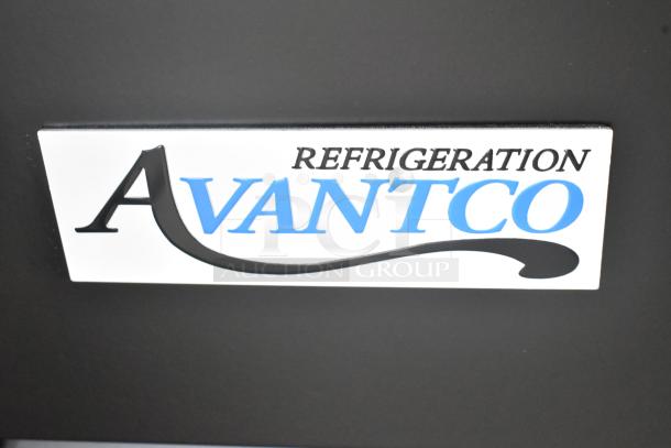 Avantco logo on black surface for model 178GDC40HCB refrigerator. Text reads "Refrigeration Avantco."