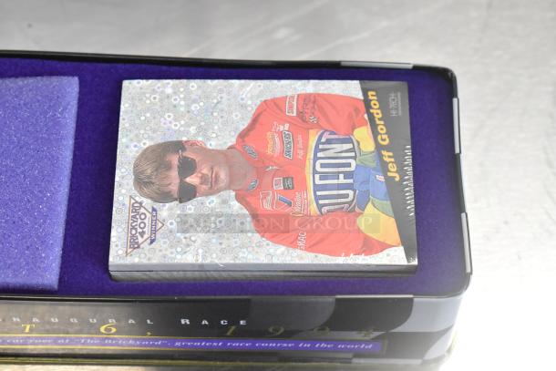 IN ORIGINAL BOX! Brickyard 400 Inaugural Race 1994 figurine featuring Jeff Gordon; included trading card. Mint condition.