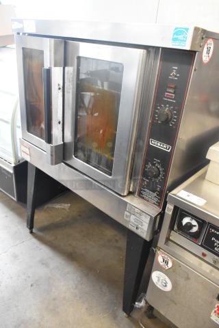 Hobart Stainless Steel Commercial Full Size Convection Oven w/ View through Doors, Metal Oven Racks and Thermostatic Controls on Metal Legs. - Item #1195331
