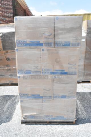 Pallet of 20 new Dixie 31437 1/8 fold 2-ply dinner napkin boxes, scratch and dent. Each box marked with model.
