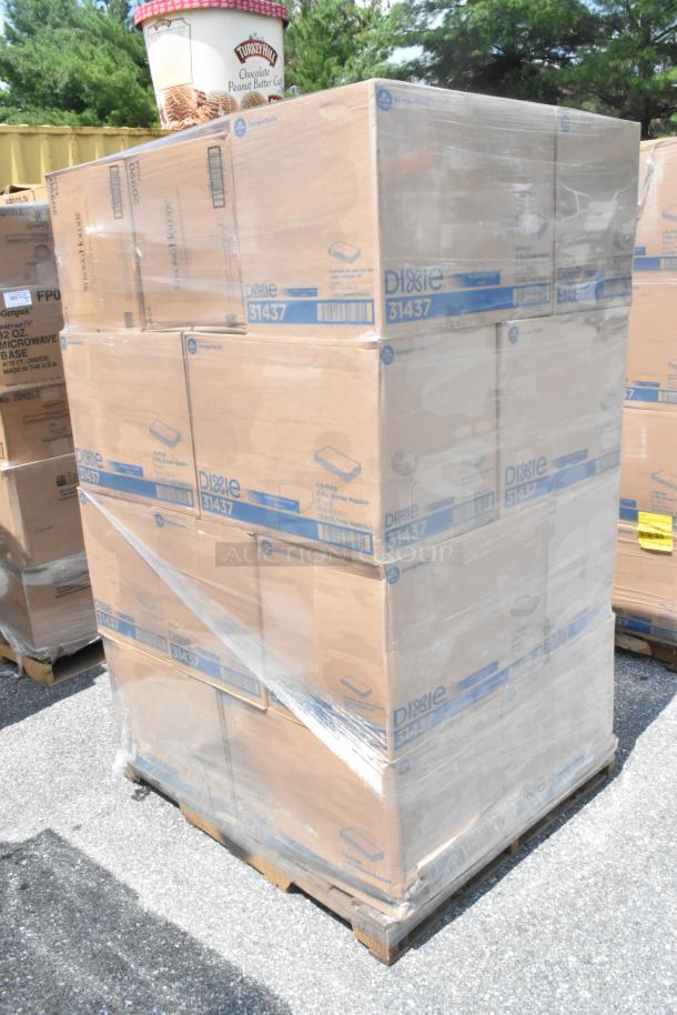 Pallet with 20 boxes of Dixie 31437 1/8 Fold 2-Ply Dinner Napkins; new, scratch and dent condition.