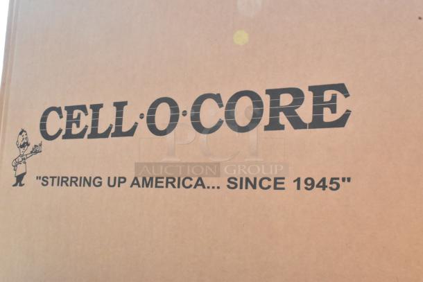 Boxes of CelloCore GU824/300L Black Unwrapped Straws, branding visible, condition noted as scratch and dent.