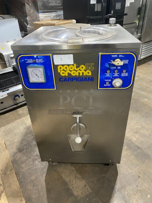 Carpigiani Commercial Stainless Steel Electric Powered Cream Cooker/Pasteurizer! Model: PASTOCREMA55 SN: 387735! 220V 3 Phase! On Casters! - Image 1 of 11