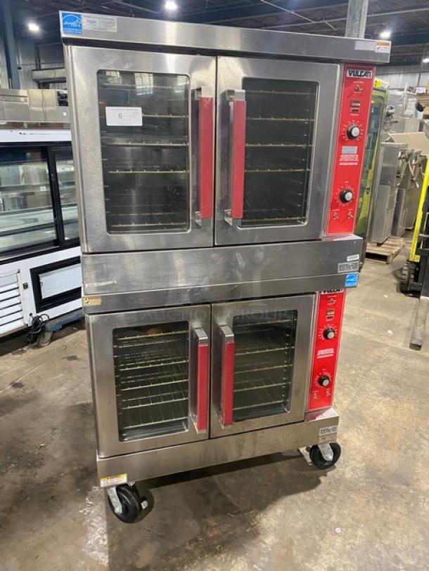 Vulcan Commercial Stainless Steel Natural Gas Powered Double Stacked Convection Oven! Energy Star Certified! With Wired Oven Racks! Model: VC4GD-10 SN: 54-1040306! On Casters! 2X Your Bid Makes One Unit! - Image 1 of 11