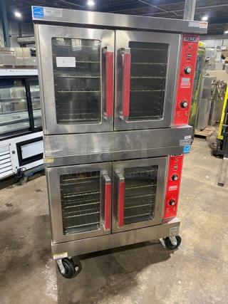 Vulcan Commercial Stainless Steel Natural Gas Powered Double Stacked Convection Oven! Energy Star Certified! With Wired Oven Racks! Model: VC4GD-10 SN: 54-1040306! On Casters! 2X Your Bid Makes One Unit! - Item #1193920
