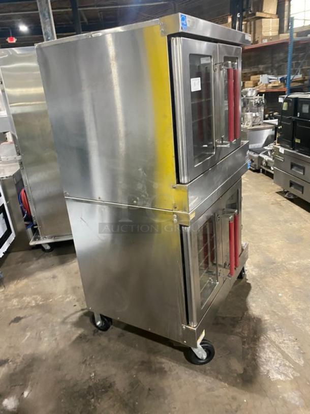 Vulcan Commercial Stainless Steel Natural Gas Powered Double Stacked Convection Oven! Energy Star Certified! With Wired Oven Racks! Model: VC4GD-10 SN: 54-1040306! On Casters! 2X Your Bid Makes One Unit! - Image 2 of 11