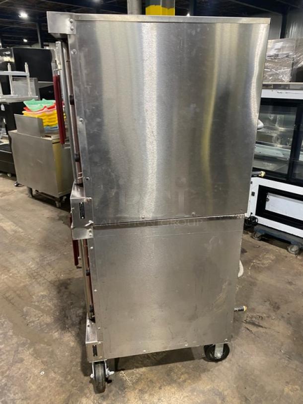 Vulcan Commercial Stainless Steel Natural Gas Powered Double Stacked Convection Oven! Energy Star Certified! With Wired Oven Racks! Model: VC4GD-10 SN: 54-1040306! On Casters! 2X Your Bid Makes One Unit! - Image 3 of 11
