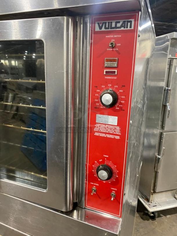Vulcan Commercial Stainless Steel Natural Gas Powered Double Stacked Convection Oven! Energy Star Certified! With Wired Oven Racks! Model: VC4GD-10 SN: 54-1040306! On Casters! 2X Your Bid Makes One Unit! - Image 7 of 11