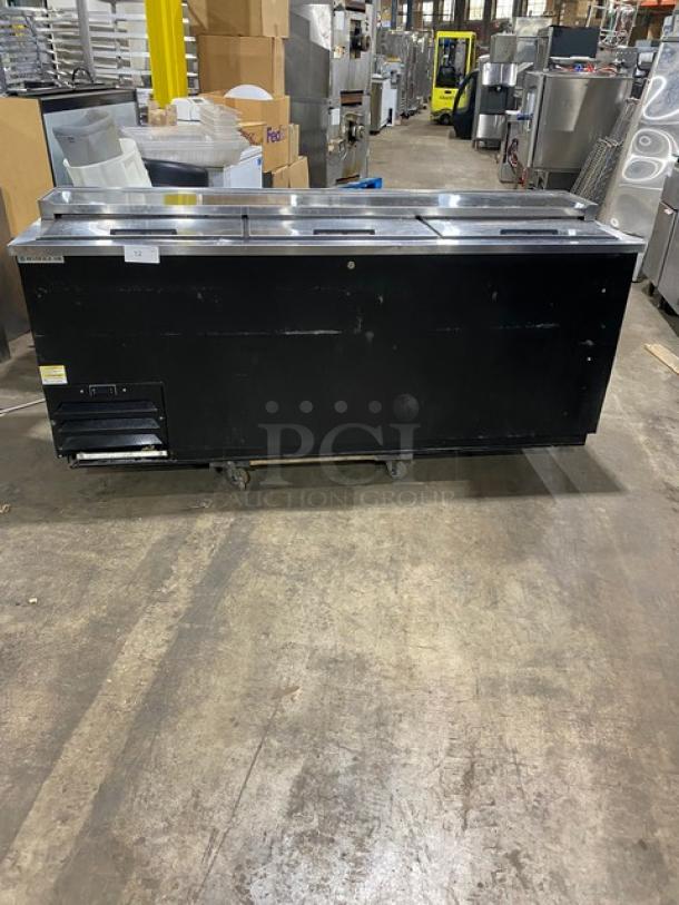 Beverage-Air Commercial Black Powder Coated 80" Deep Well Bottle Cooler! With Stainless Steel Interior & Triple Slide-Back Top Lids! With Poly Coated Wire Racks! Model: DW79HC-B SN: 13007656! 115V 1 Phase! - Image 1 of 8