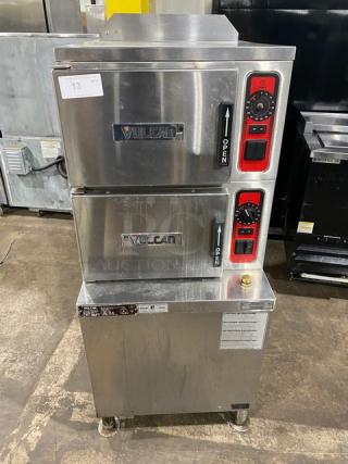 Vulcan Commercial Stainless Steel Liquid Propane Powered Dual Compartment Convection Steamer Cabinet! Model: C24GA6 SN: 46-3009346! 120V 1 Phase! On Legs!